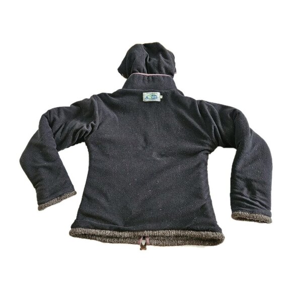 Laundromat Knit Jacket Sweater S Brown Full Zip Thick Wool Floral Lined Handmade - Picture 13 of 16